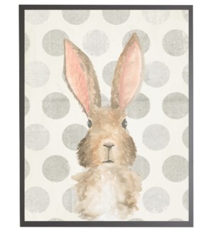 Watercolor baby Bunny on grey polka dots